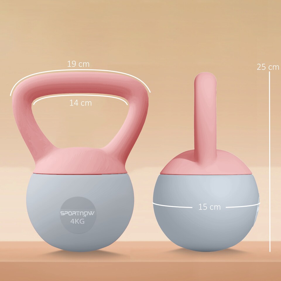 image 1 of SPORTNOW Kettlebell with Soft Body and Non-Slip Handle | Pink | Pink and Grey