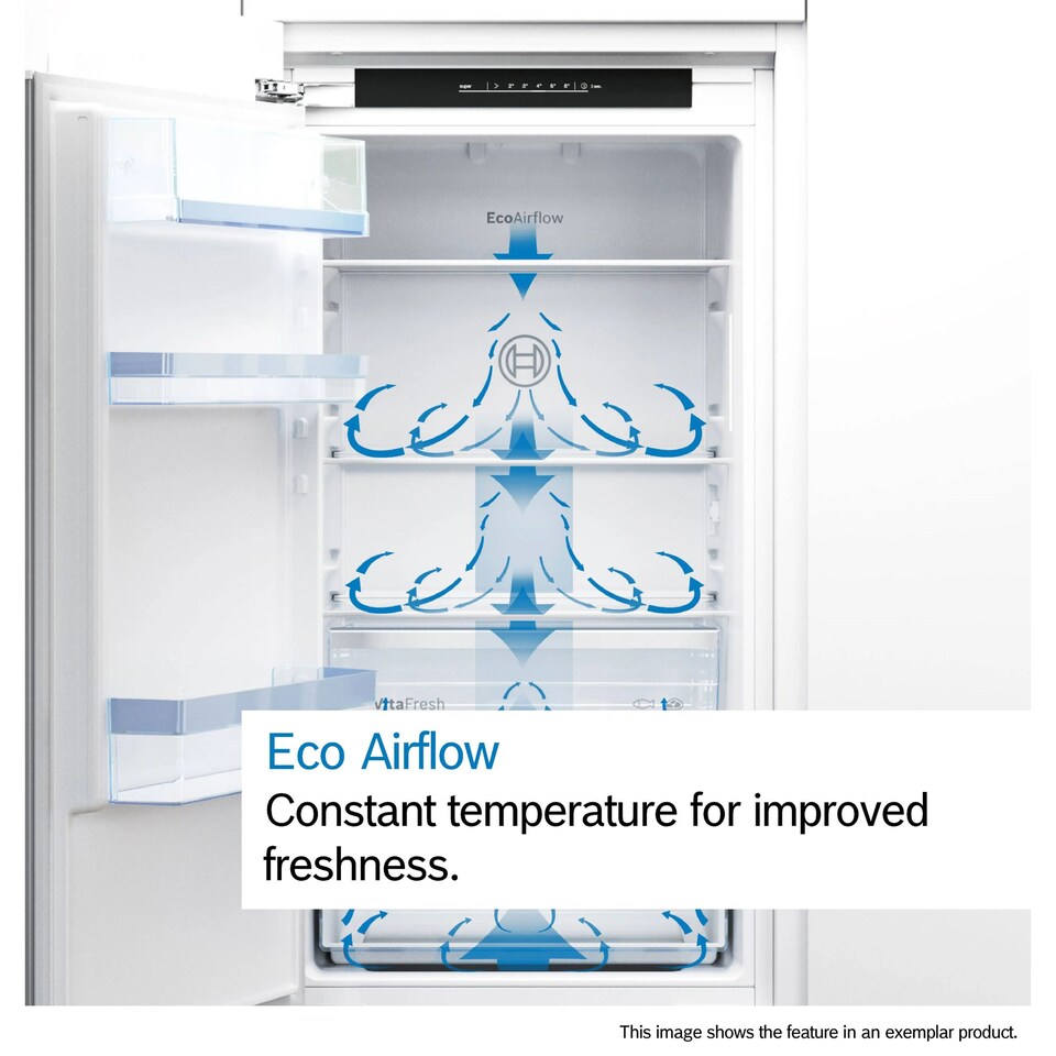 image 1 of Bosch 50-50 Integrated No Frost Fridge Freezer, Fixed Door Hinge, 249 Litre, 54cm - KIN85NFE0G