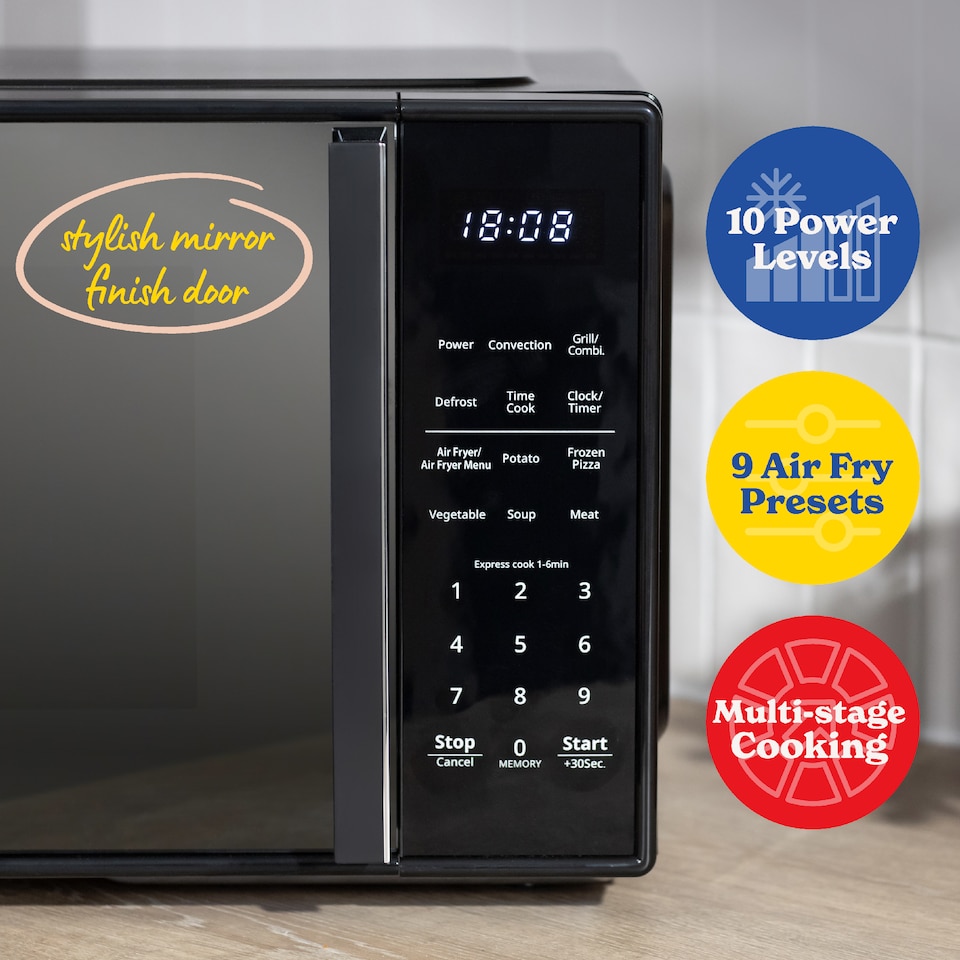 image 1 of Russell Hobbs RHMTAF2302B 23L 4-in-1 Touch Control Digital Combination Microwave with Air Fryer Function in Black