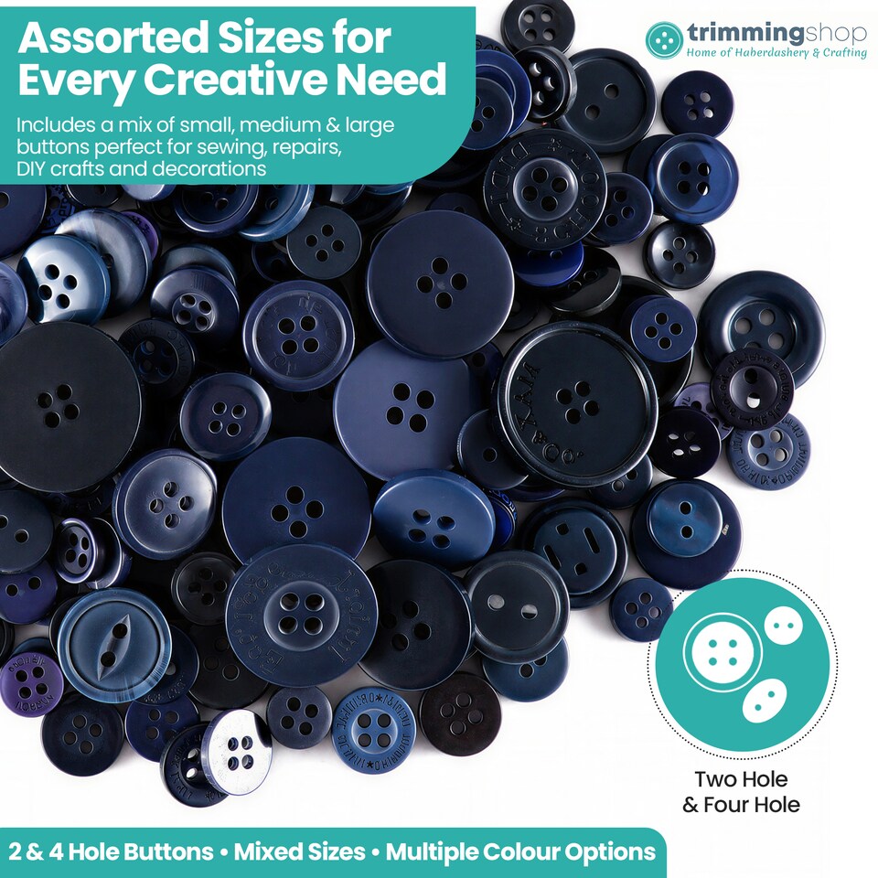 image 1 of 100g Round Resin Button, Assorted Sizes - 2 & 4 Holes