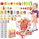 image 1 of Kids Shopping Cart Trolley Play Set – Adjustable Height, Pretend Food, Play Money & Shopping Bag – Supermarket Toy for Boys & Girls Ages 3+