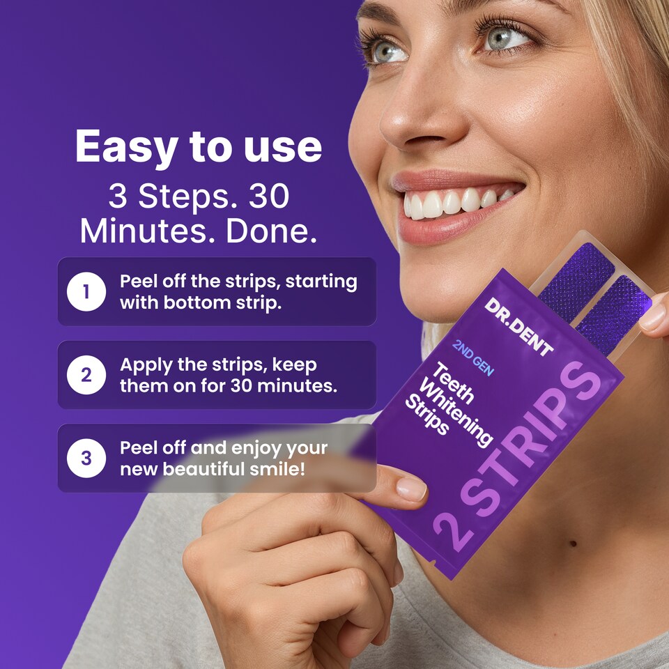 image 1 of DR.DENT Purple Teeth Whitening Strips, 42 Strips