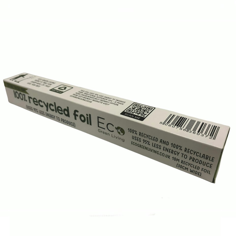 image 1 of Eco Green Living Recycled Aluminium Tin Foil, Strong Kitchen Foil Roll for Cooking, Grilling and Food Wrapping with Cutting Edge 4 Pack