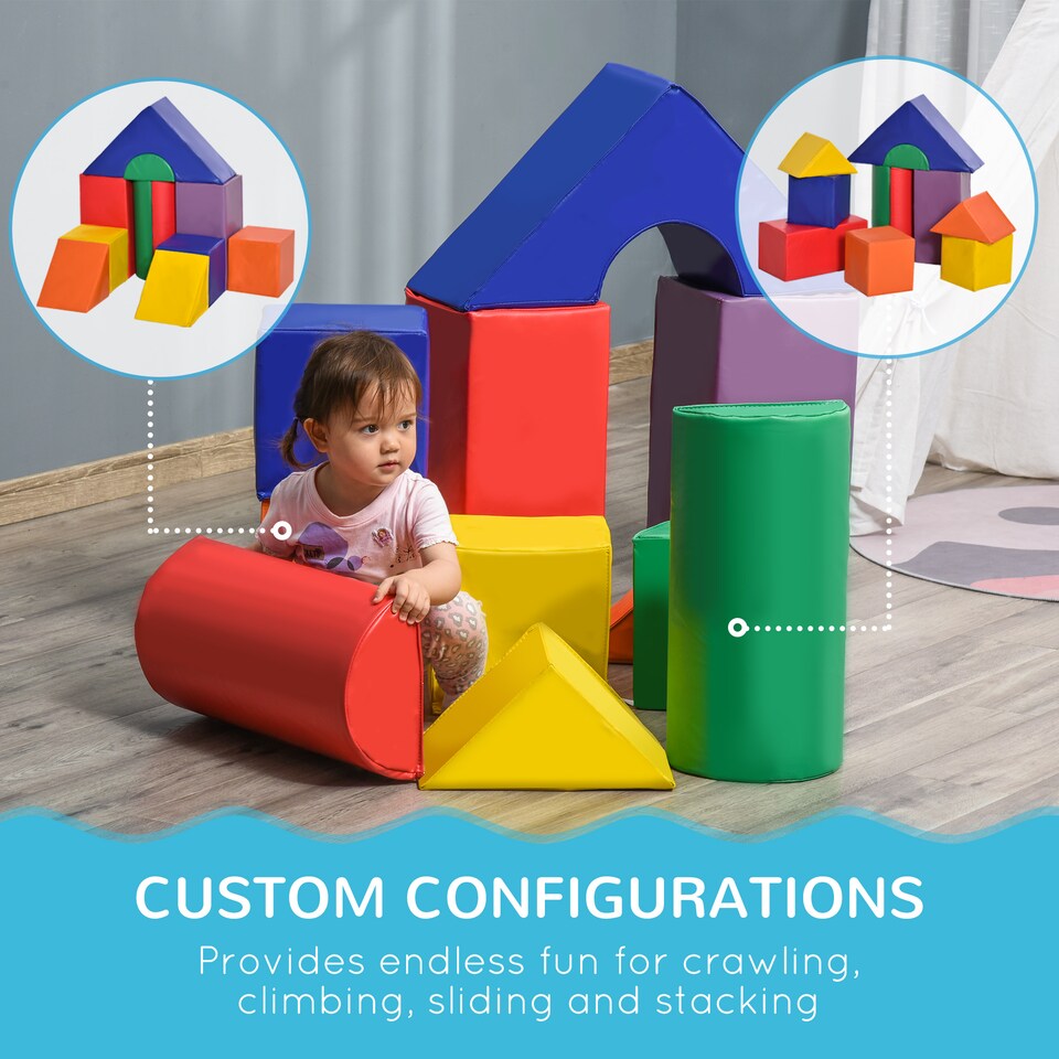 image 1 of HOMCOM 11-Piece Soft Play Equipment for Toddlers, Soft Play Set