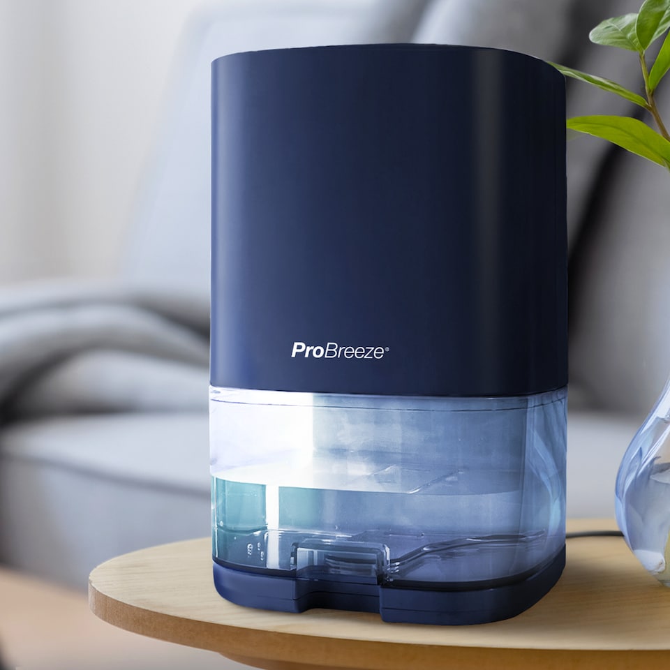 image 1 of Pro Breeze 1000ml Dehumidifier with 4-hour Timer and LED Light - Blue