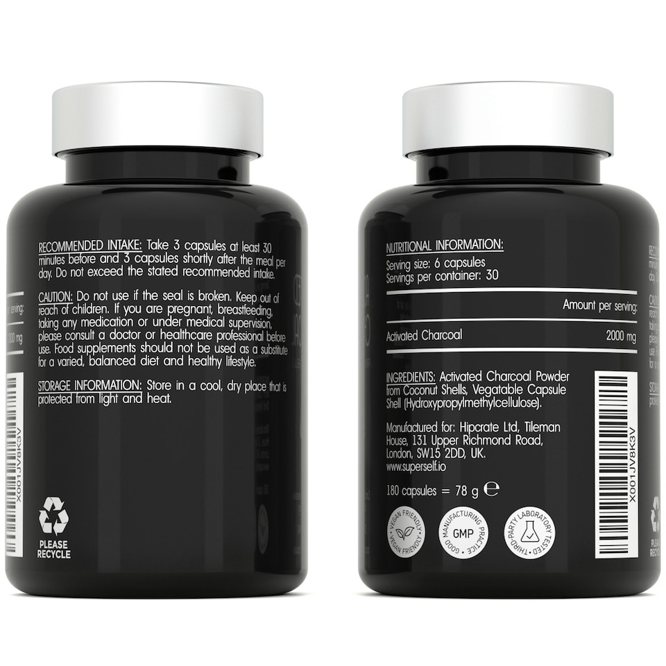 image 1 of SuperSelf Activated Charcoal 2000mg 180 Capsules