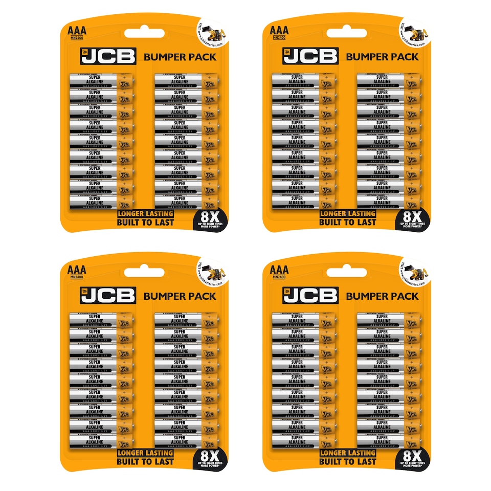 4x JCB AAA Alkaline Batteries - Bumper Pack of 18 | Multi | AAA | 18
