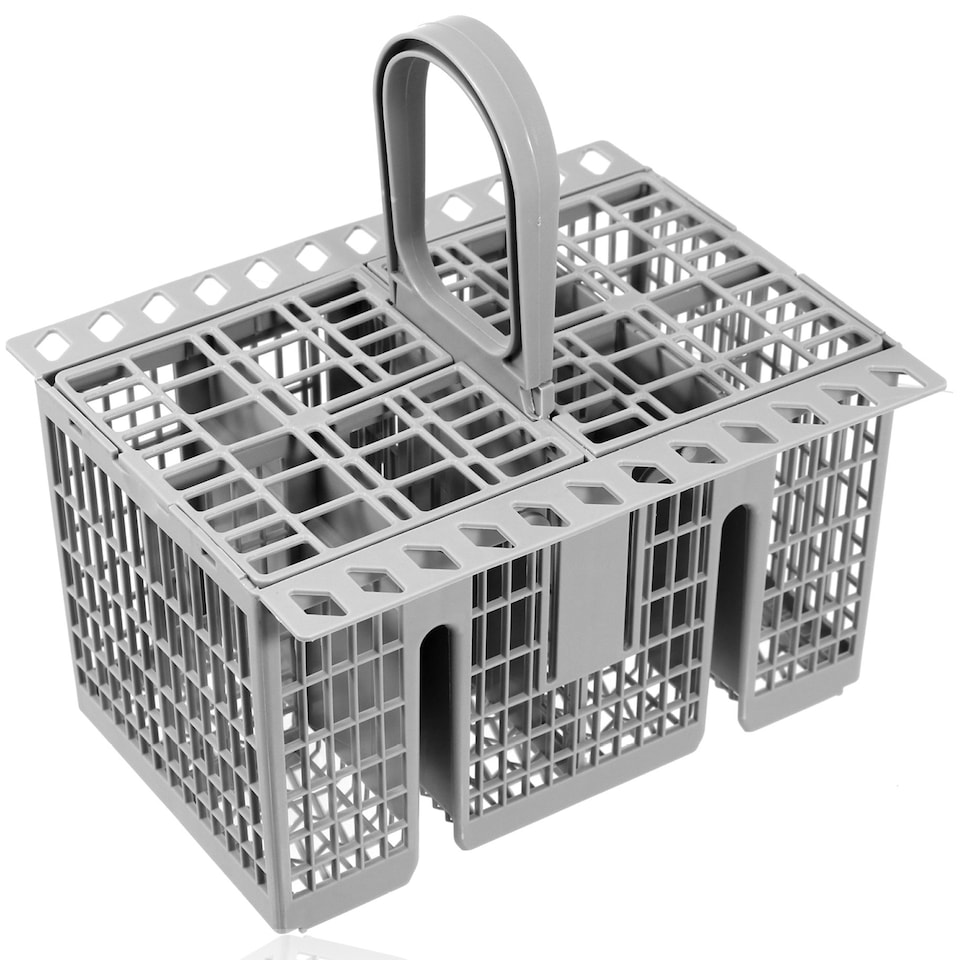 image 1 of SPARES2GO Cutlery Cage Basket compatible with Kenwood Dishwasher (Grey, Removable Handle, 225mm)
