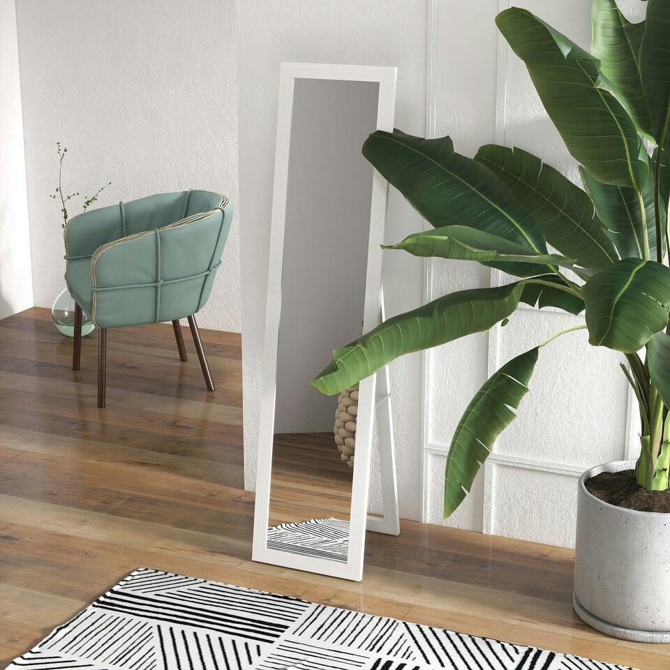 image 1 of HOMCOM Full Length Mirror, Farmhouse Wall Mirror, Hanging & Freestanding