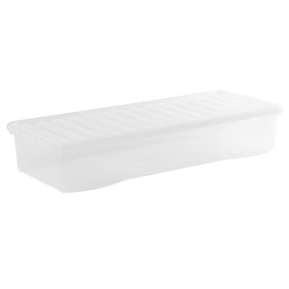 image 1 of Wham Crystal 3 x 55L Stackable Plastic Storage Boxes with Lids Clear Clear