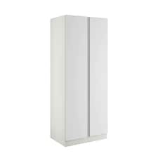 J-Pull Handleless White Double Wardrobe with Single Rail & Internal Drawers White