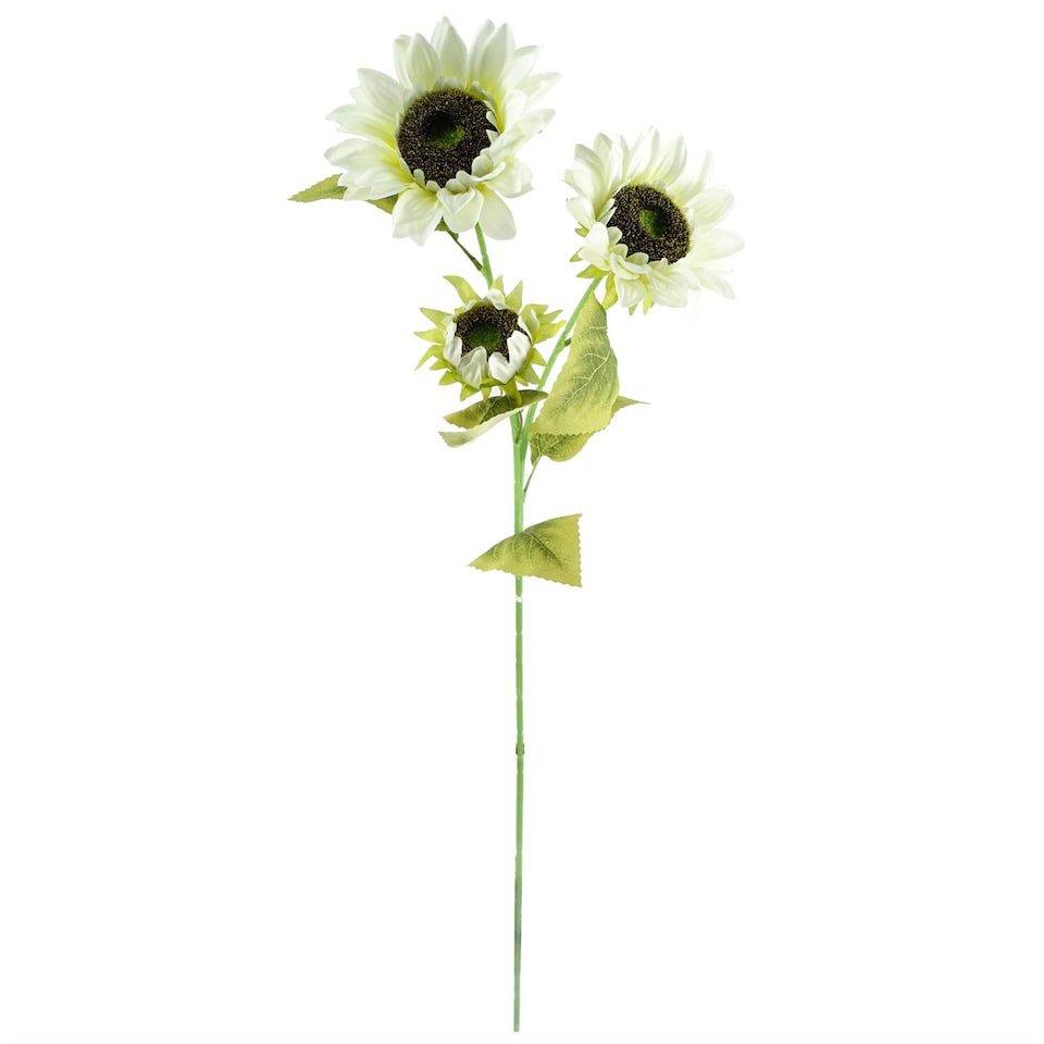 image 1 of Artificial 100cm White Artificial Sunflower Arrangement Glass Vase