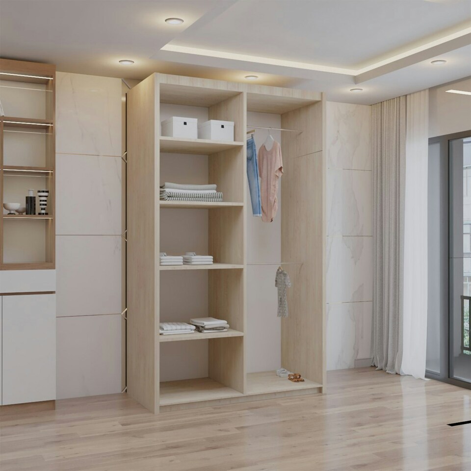 image 1 of Sliding wardrobes 4U Modern Full Mirror Sliding Door Wardrobe Multi Size & Color Options - 100cm Brown | 100cm(Oak)
