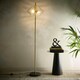 image 2 of Aspen 2lt Brass and Tiered Amber Glass Floor Lamp Gold