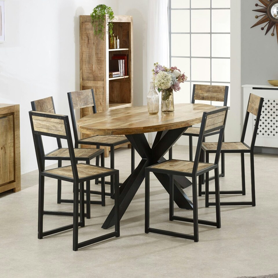 image 1 of Valor Mango Wooden 6-8 Seater Oval Dining Table Brown