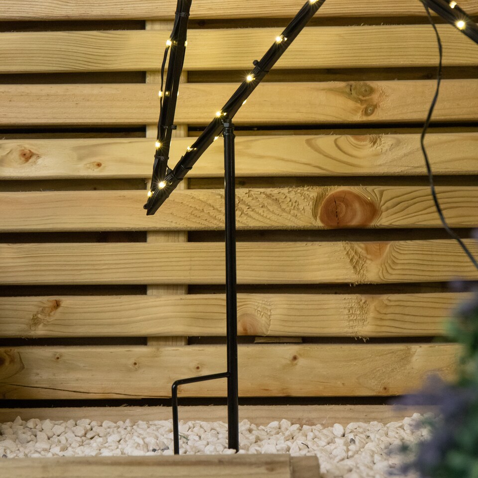 image 1 of 90cm Light up Dewdrop Metal Christmas Star with Garden Stake & Warm White LEDs