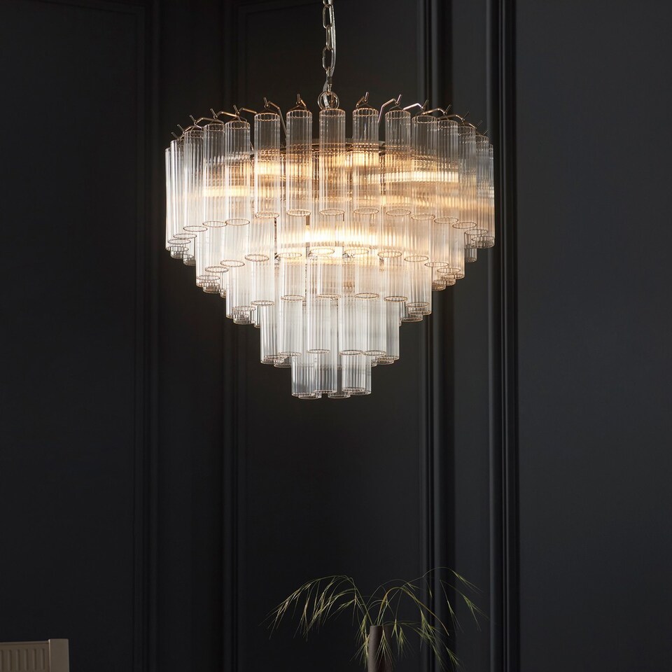 image 1 of Toulouse 12 Light Multi Arm Lamp Ceiling Pendant Bright Nickel