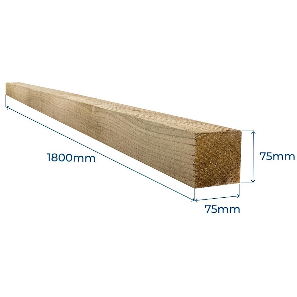 image 1 of Snowdon Timber Treated 3x3inch Fence Post (W) 75mm (H) 1.8m - Pack of 2