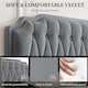 image 5 of Yaheetech 5ft King Upholstered Bed Frame with Button-Tufted Headboard Light Grey