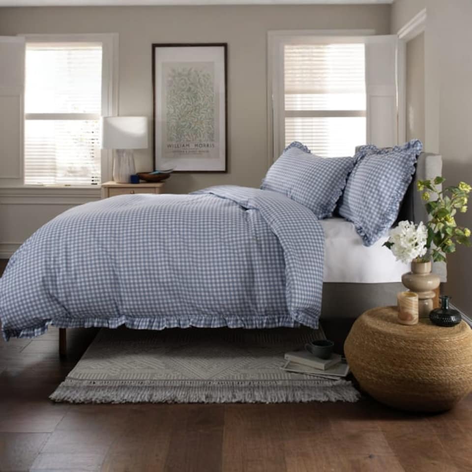 image 1 of TLC Gingham Frilled Duvet Set