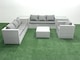 image 2 of Fimous Wicker PE Rattan Sofa Garden Furniture Set with Armchair Square Coffee Table 2 Side Tables Light Grey Mixed