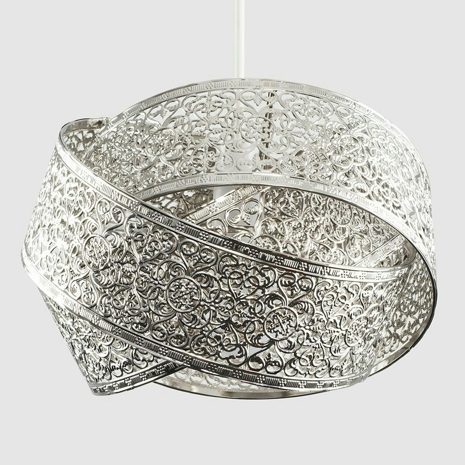 image 1 of ValueLights Hacienda Brushed Chrome Ceiling Pendant Shade