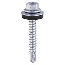 Timco - Self-Drilling Screws - Hex - For Light Section Steel - Zinc - with EPDM Washer (Size 5.5 x 50 - 100 Pieces)