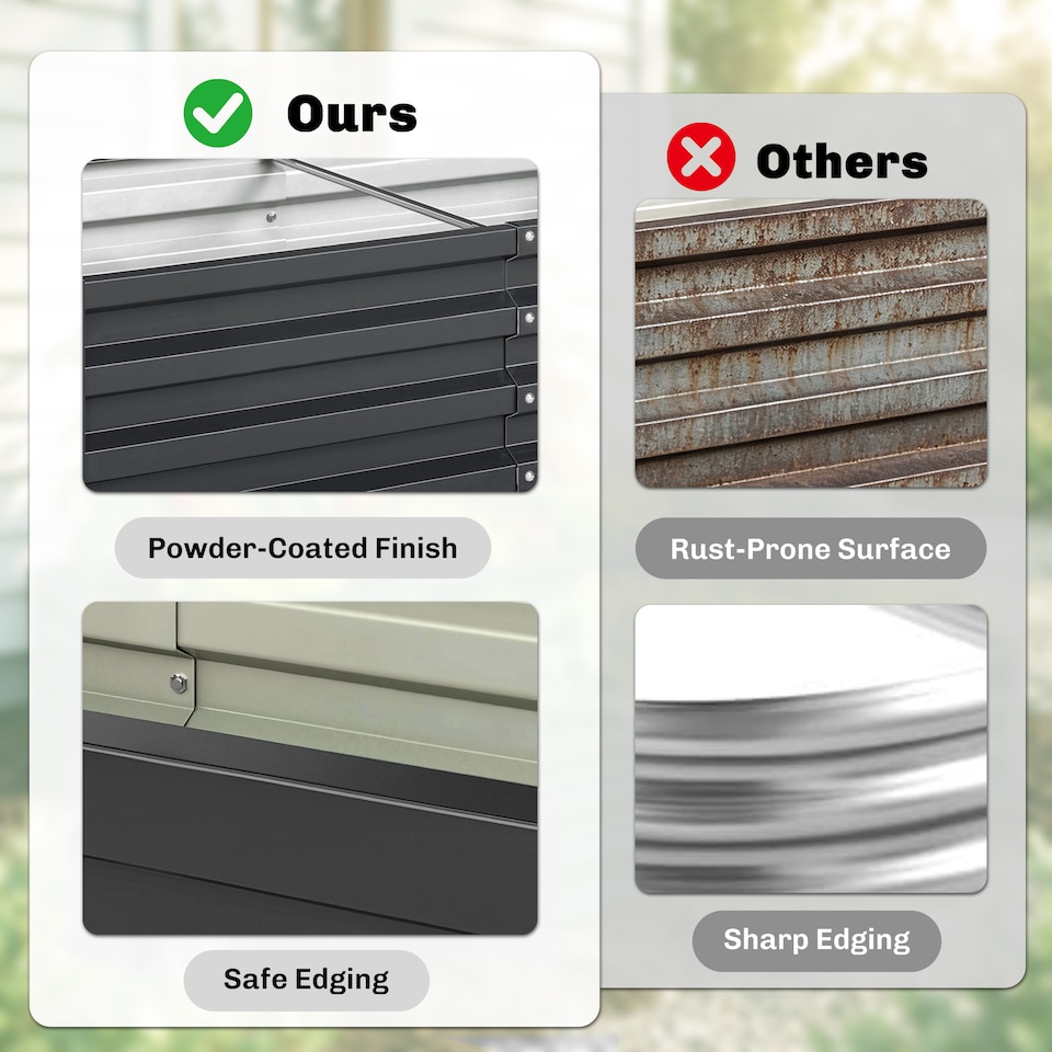 image 1 of Outsunny 216L Metal Raised Garden Bed Elevated Planter Box for Flowers Grey