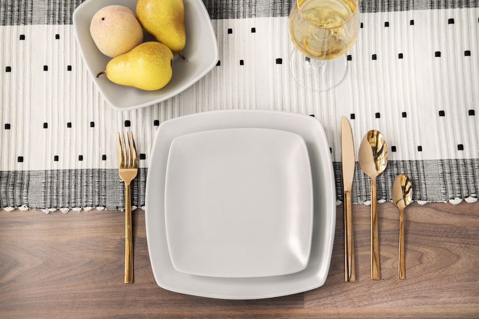 image 1 of Creative Tops Raven Grey Square 12 Piece Dinner Set