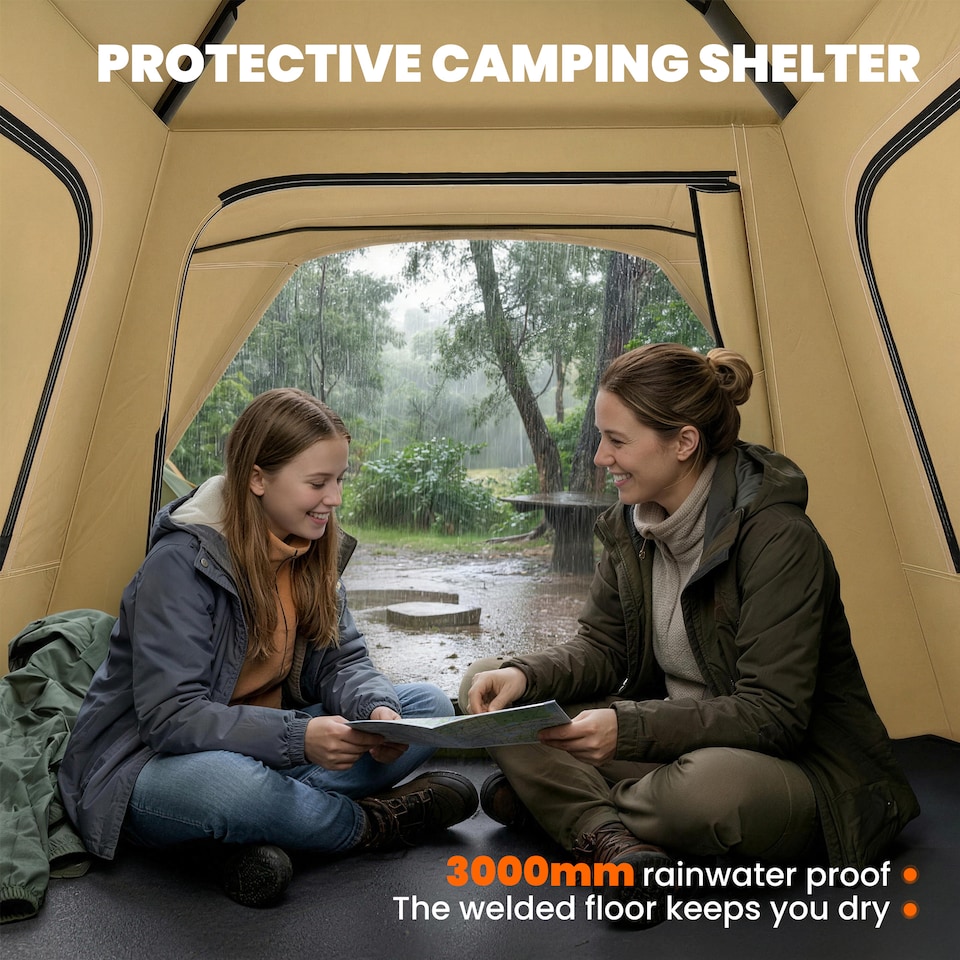 image 1 of Outsunny Pop Up Tent Waterproof Camping Tents 2-3 People Khaki | Brown | Army Green