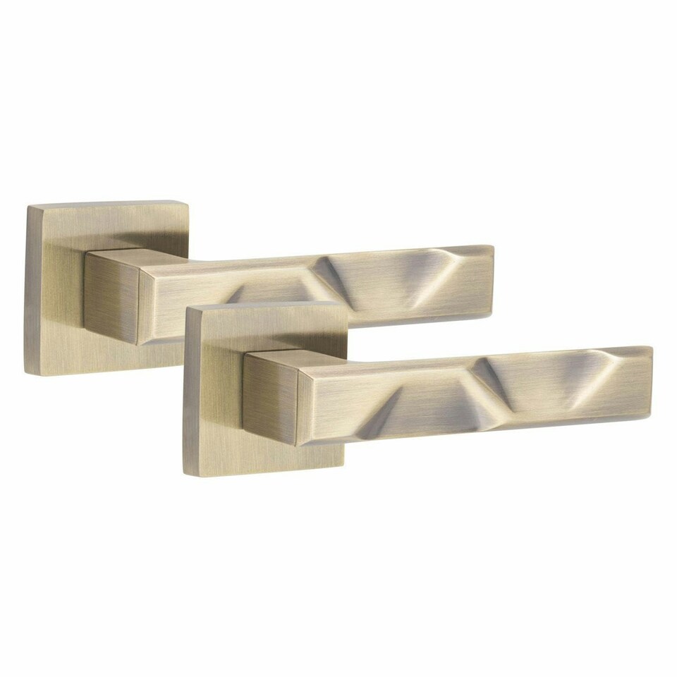 image 1 of Golden Grace 4 Pairs Modern Nova Premium Design Door Handles on Square Rose in Antique Brass Finish Gold