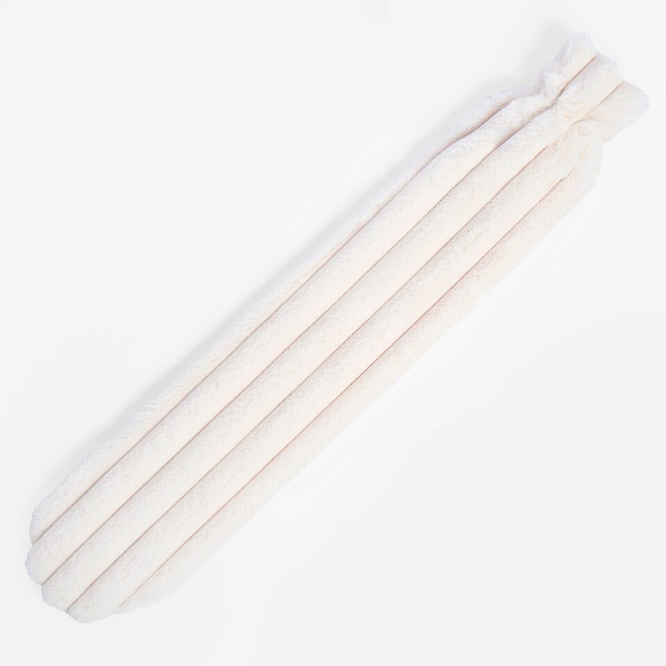 image 1 of OHS Extra Long Hot Water Bottle & Soft Plush Faux Fur Ribbed Cover - Cream
