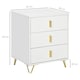 image 5 of HOMCOM Modern 3 Drawer Dresser, Fluted Bedroom Dresser Chest of Drawers with Metal Legs and Steel Handles for Bedroom, White