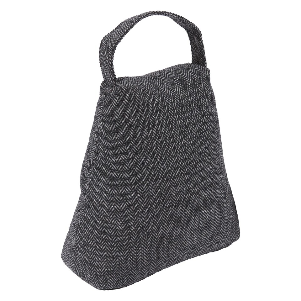 image 1 of Nicola Spring Fabric Door Stop - Triangular Indoor Herringbone Decorative Wedge Stopper Interior Weighted Doorstop with Handle