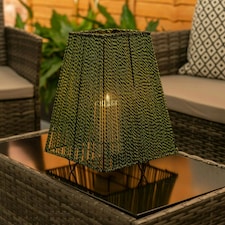 ValueLights Battery Operated Outdoor Green Rope Candle Lantern Garden Light