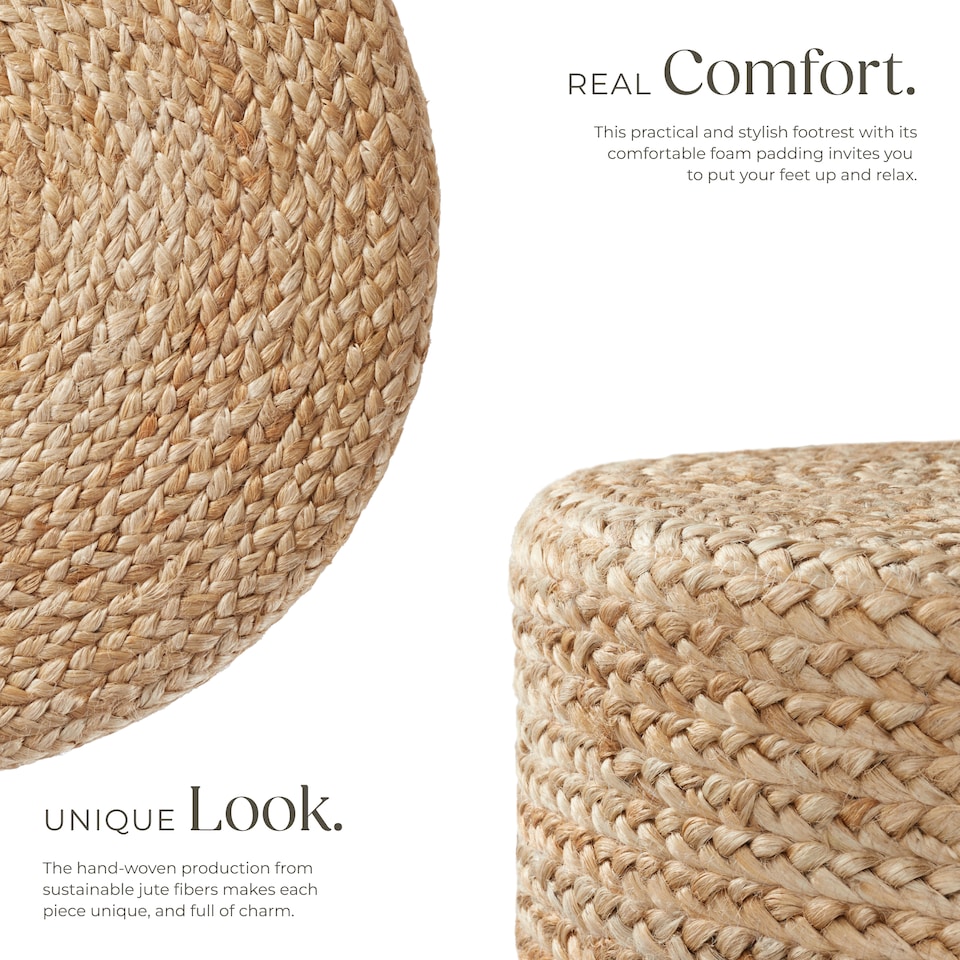 image 1 of Footstool Banno - oval shape, boho style, natural jute fibres