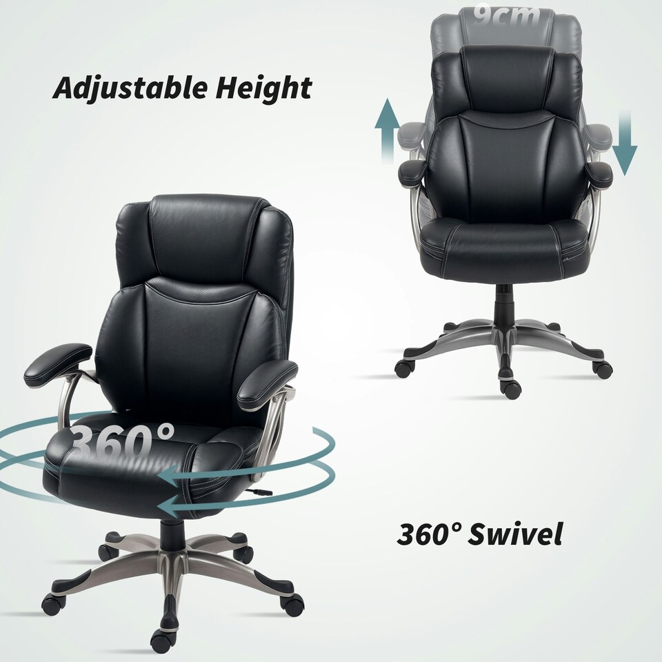 image 1 of HOMCOM Tilting Executive Office Chair, PU Leather Desk Chair, Black
