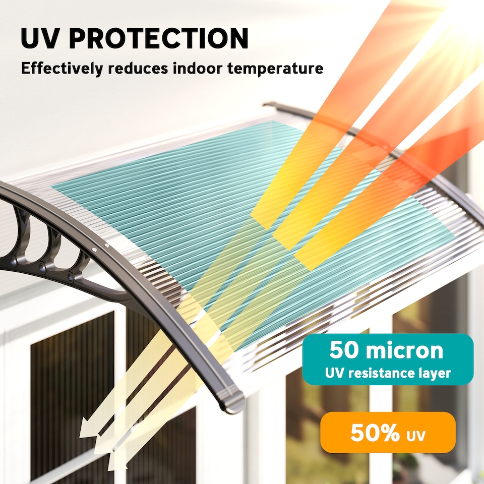 image 1 of Outsunny Outdoor Window Door Canopy Fixed Awning Porch UV Water Cover White | White | White | 1