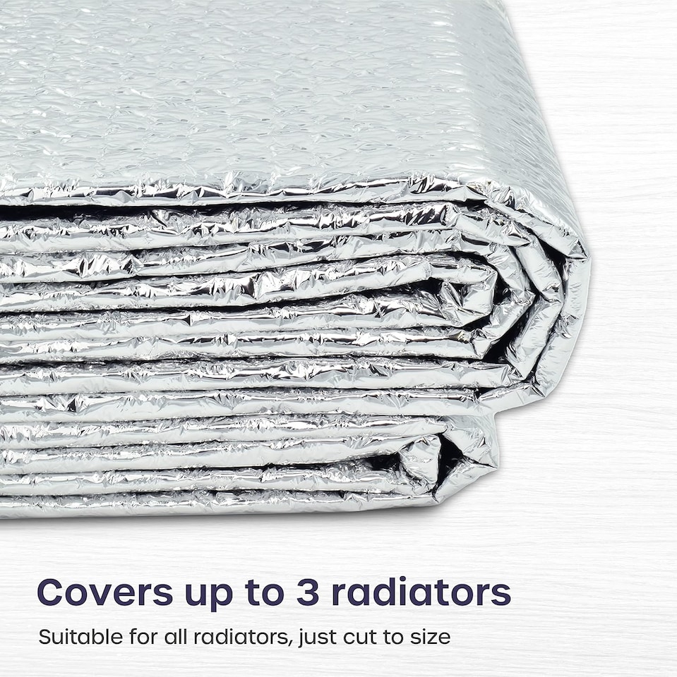 image 1 of Radiator Foil Insulation Roll Reflector Panels - Energy Saving Radiator Heat Deflector for Home Heating | Silver | 5m x 60cm - FOLDED | 1
