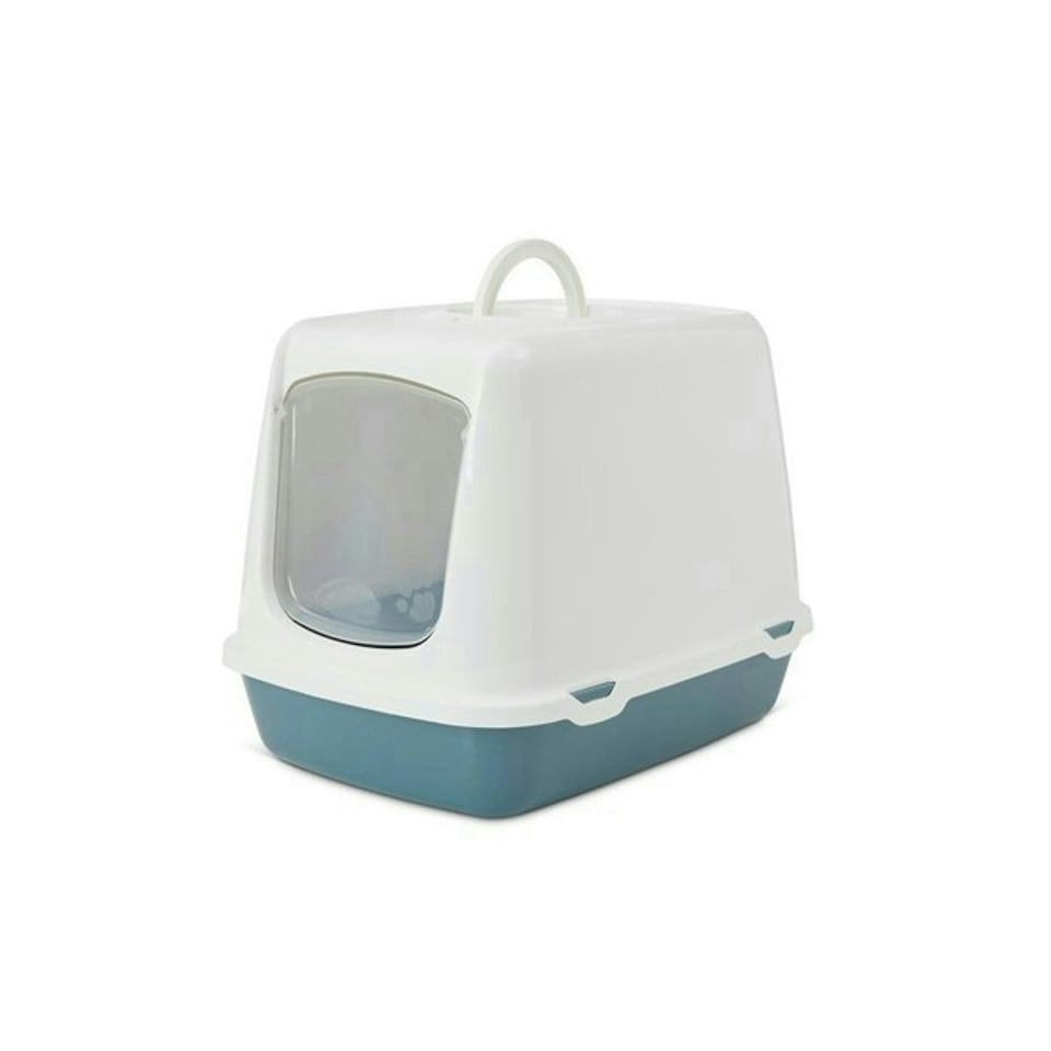 Savic Oscar Hooded Cat Toilet White / Bluestone White