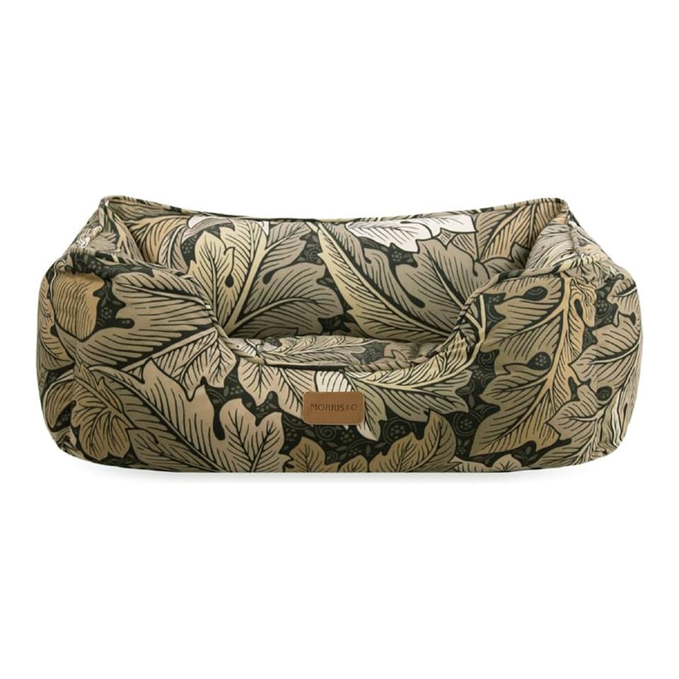 image 1 of Morris & Co. Green Acanthus Print Dog Pet Box Bed | Green | Patterned
