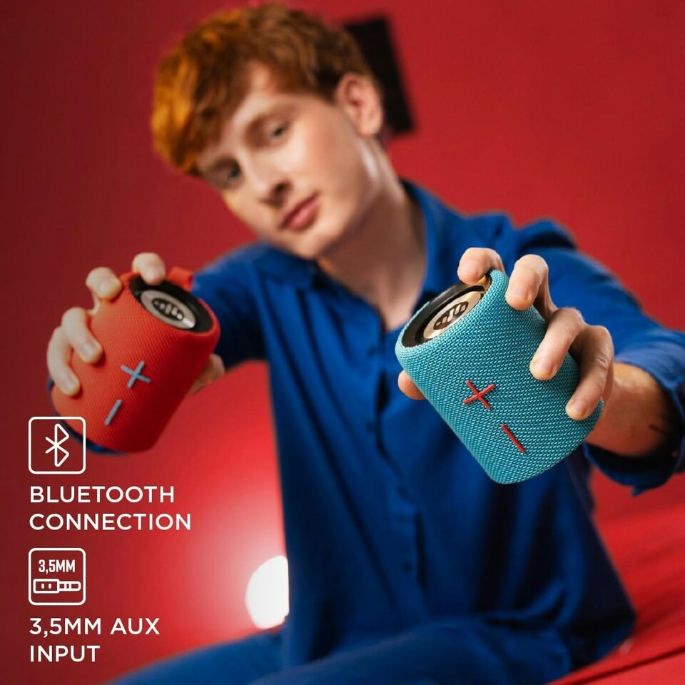 image 1 of Stromberg - Twin 2-in-1 Mini Portable Bluetooth Speaker 10W  Blue and Red