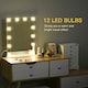 image 3 of HOMCOM Hollywood Mirror with Lights for Makeup Dressing Table, Lighted Vanity Mirror with 12 Dimmable LED Bulbs and USB Plug in Power Supply, White