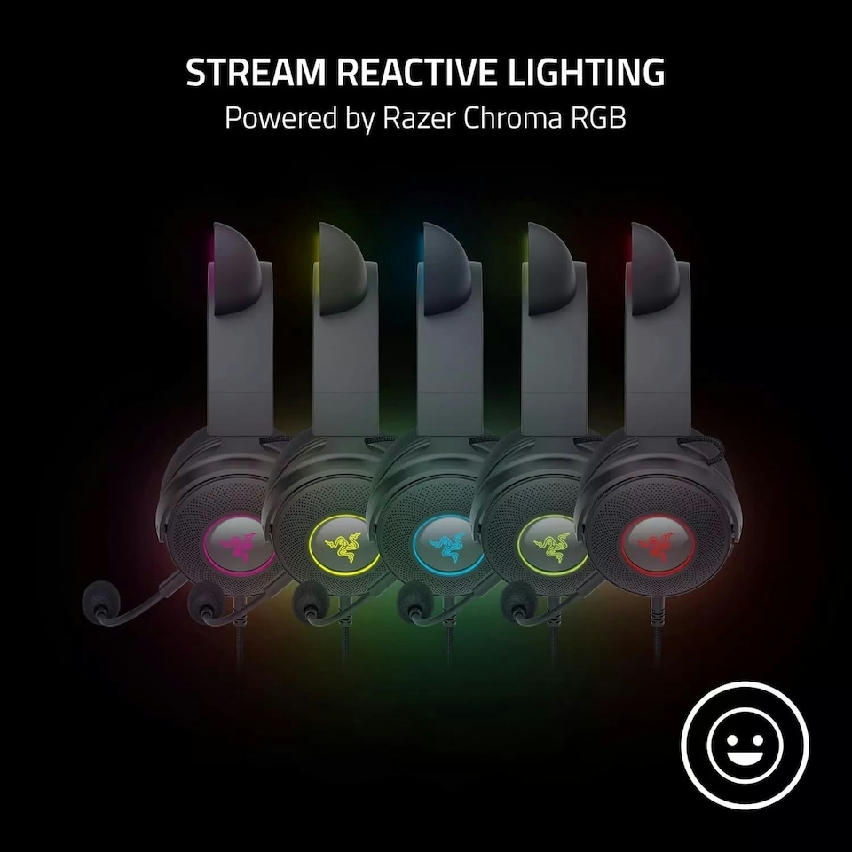 image 1 of Kraken Kitty Edition V2 Pro - Wired RGB Headset with Interchangeable Ears (Interchangeable Ears, Stream Reactive Lighting, TriForce Titanium 50 mm Drivers, HyperClear Cardioid Mic) Black