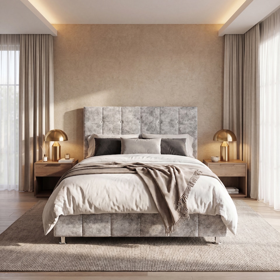 image 1 of Vida Designs Valentina 4ft6 Double Bed Frame, Crushed Velvet Silver, 135 x 190cm