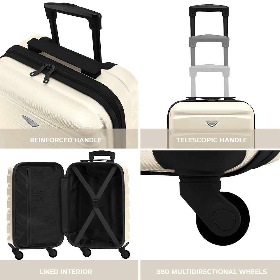 image 1 of Flight Knight 29" Extra Large Suitcase – 20kg Capacity Hard Shell Check-In Luggage with 4 Wheels  100+ Airlines Approved: Ryanair, EasyJet, Jet2, Wizz Air, BA Cream | Cream/Black | Large