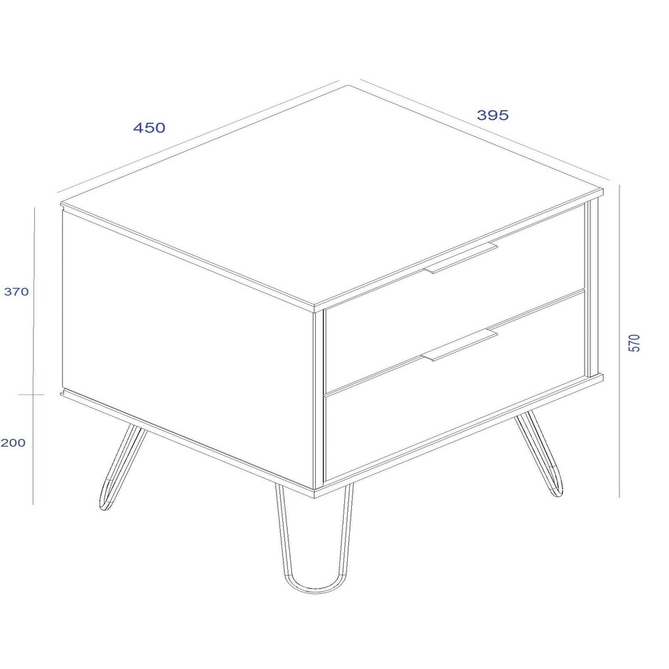 image 1 of Core Products Augusta Driftwood 2 Drawer Bedside Cabinet H57.0cm x W45.0cm x D39.5cm Cream