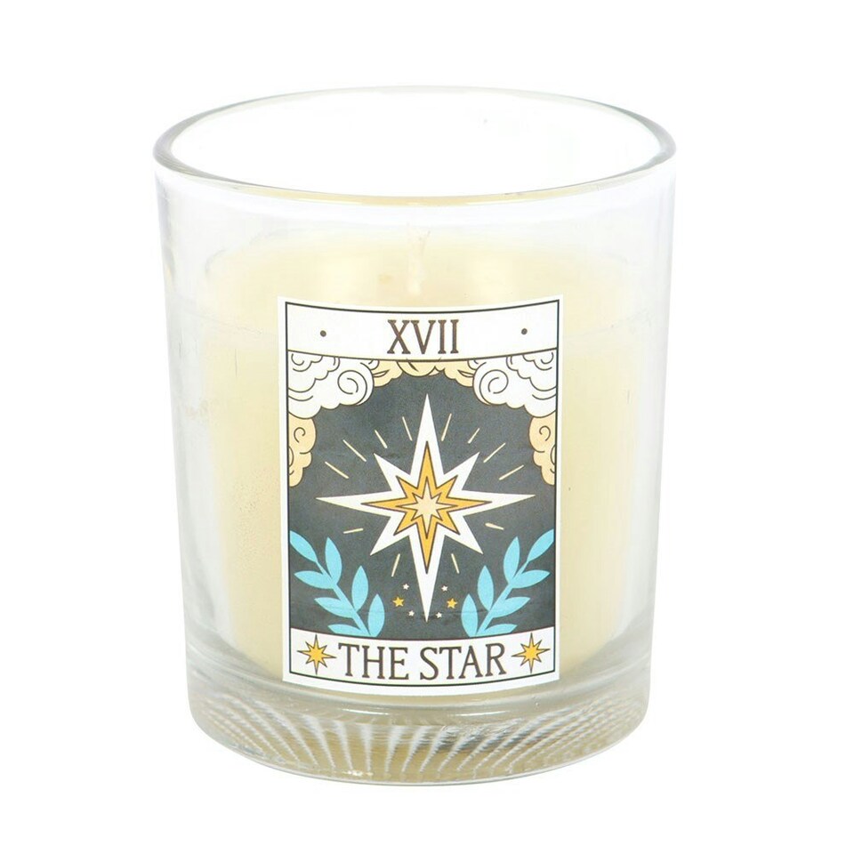 image 1 of The Star Vintage Tarot Blueberry Candle White