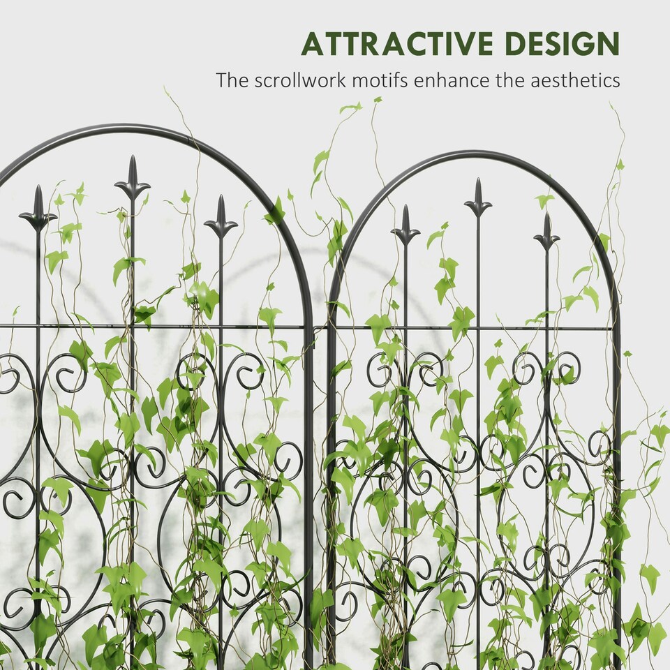 image 1 of Outsunny Set of 2 Metal Garden Trellis, Decorative Trellis Panels