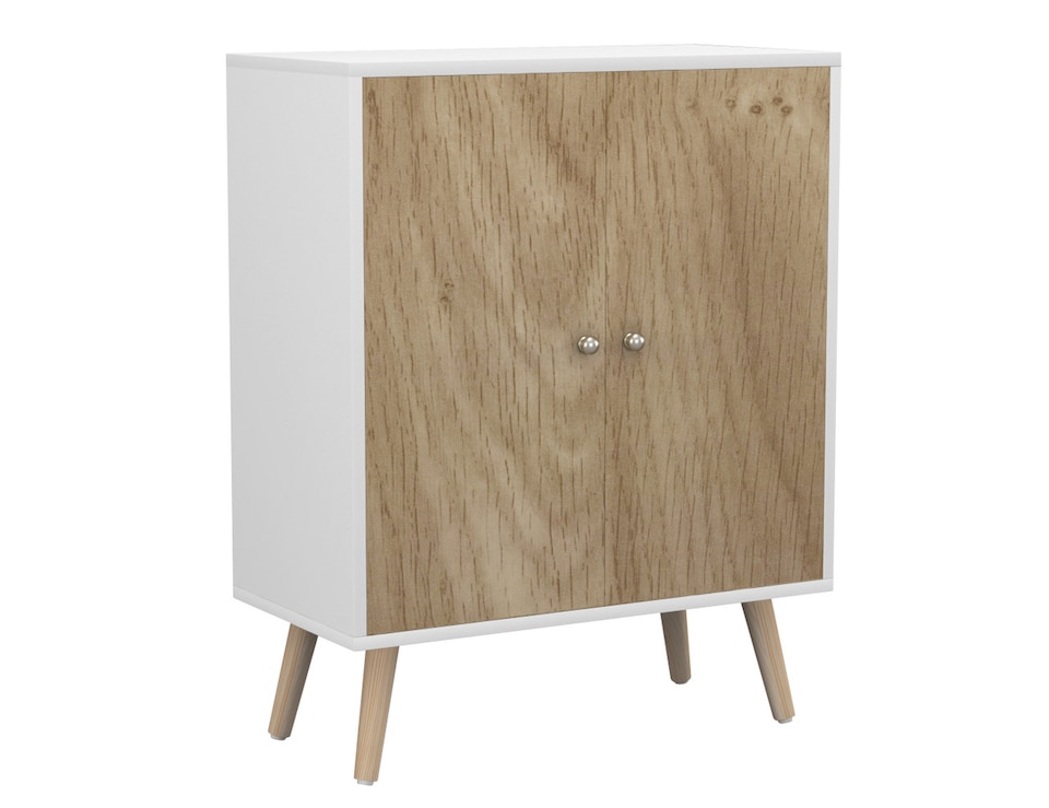 image 1 of White 2-Tier 2-Door Wooden Cabinet With Legs | White | Brown | 0 x 0 x 0 | 1